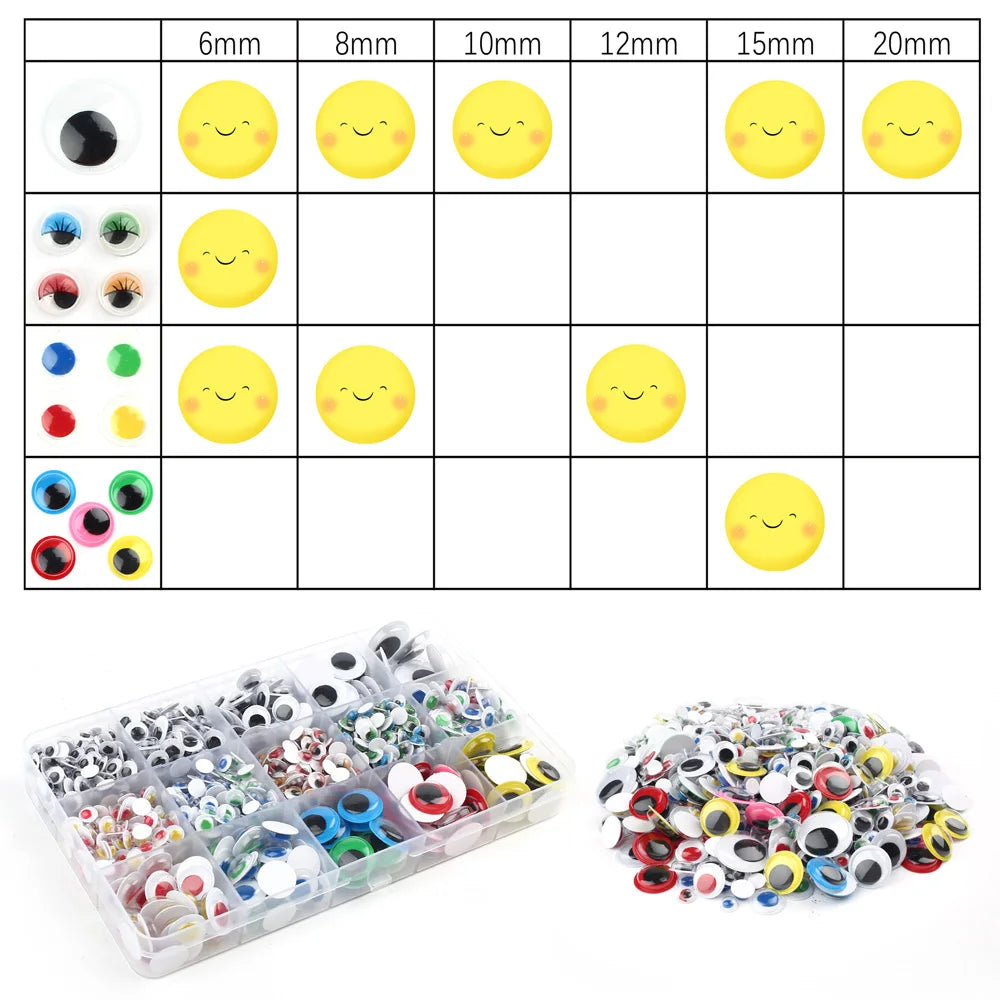 1100pcs Self-adhesive Googly Wiggle Eyes for DIY