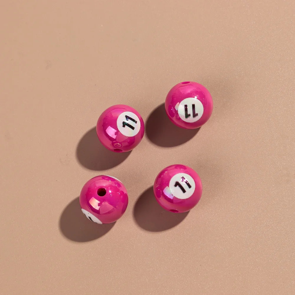 20pcs Iridescent Acrylic 16mm Round Digital Billiards Loose Bead for DIY Bracelet Necklace Keychain Jewelry Making Accessories