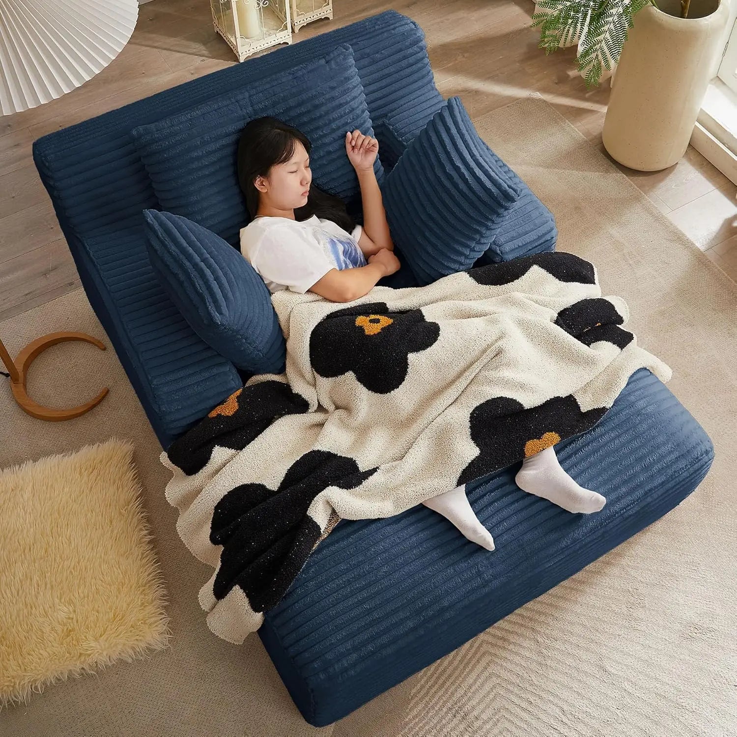 Oversized Chaise Lounge Chair with 3 Comfy Pillows for Living Room Bedroom