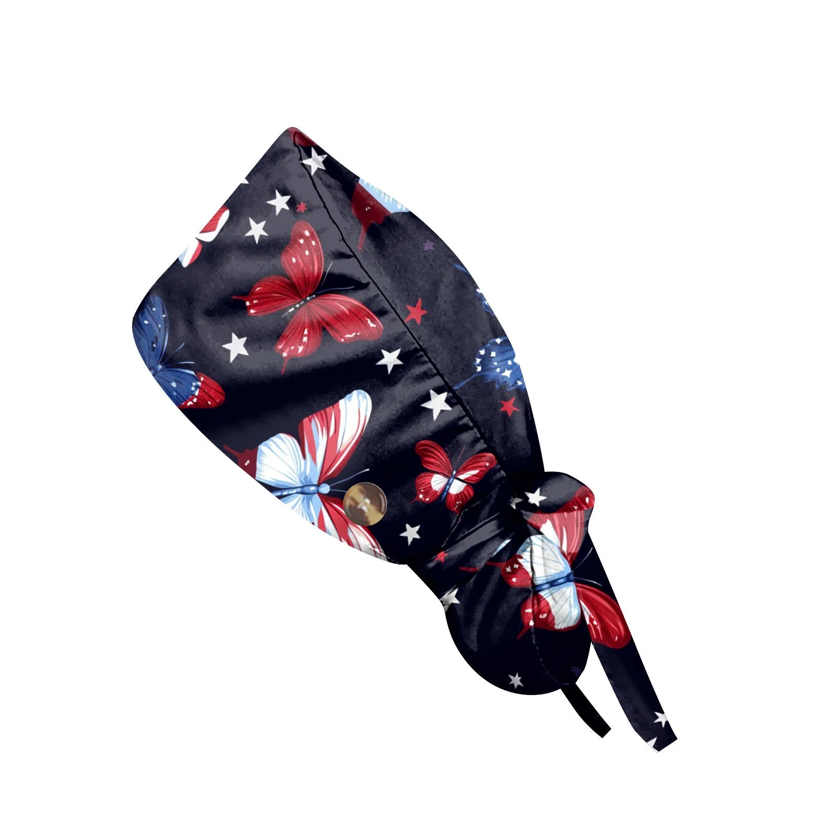Fashion Independence Day Printed Nurse Hat Casual Women's Ponytail Hats Baotou Hat Dustproof Hat Nursing Work Hats