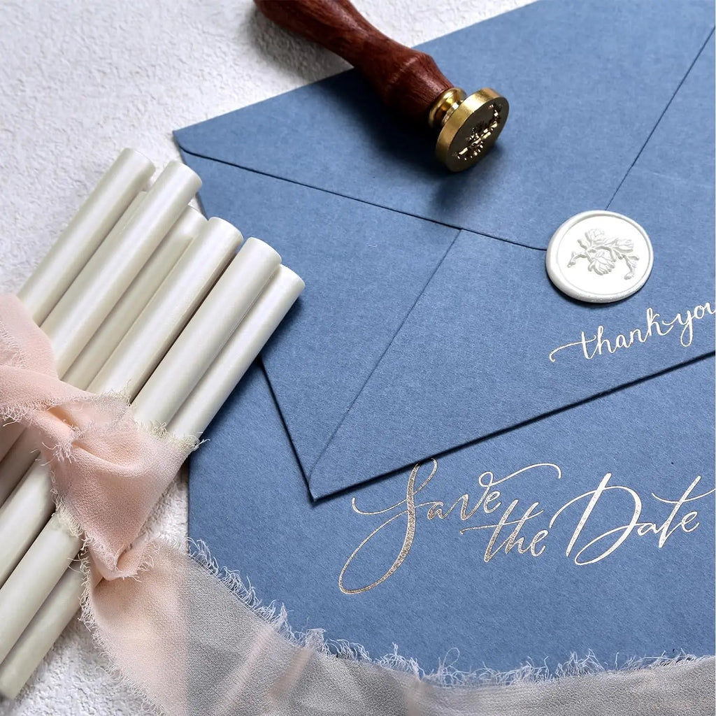 8pcs Pearl White Glue Gun Sealing Wax Sticks for Wax Seal Stamp Great for Wedding Invitations, Cards Envelopes, Christmas Gift