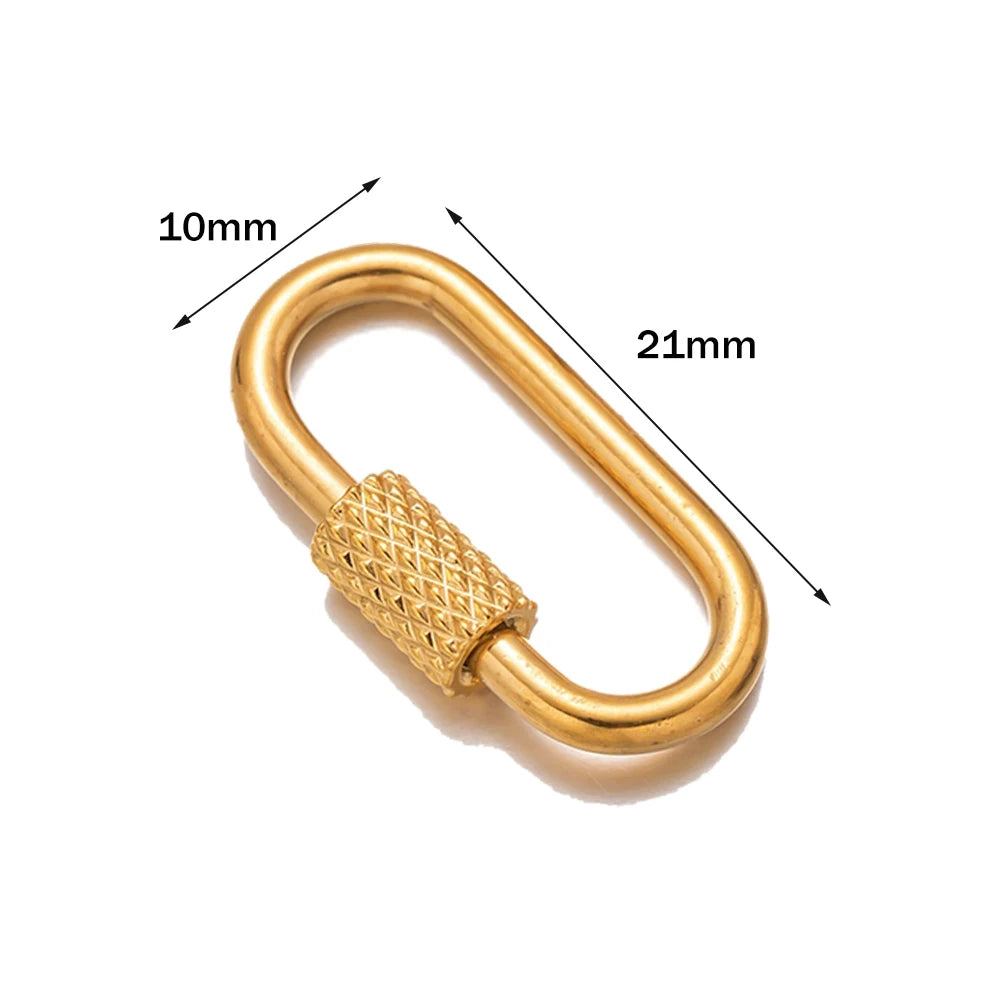 5pcs Stainless Steel Oval Star Buckle Carabiner Screw Lock Clasps For DIY Key ring