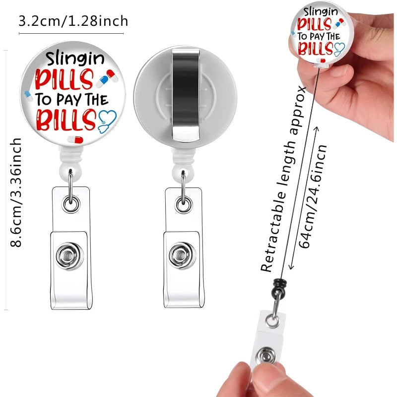 1/3/5 PCS Funny Retractable Badge Reel – Cute Nurse ID Holder with Alligator Clip