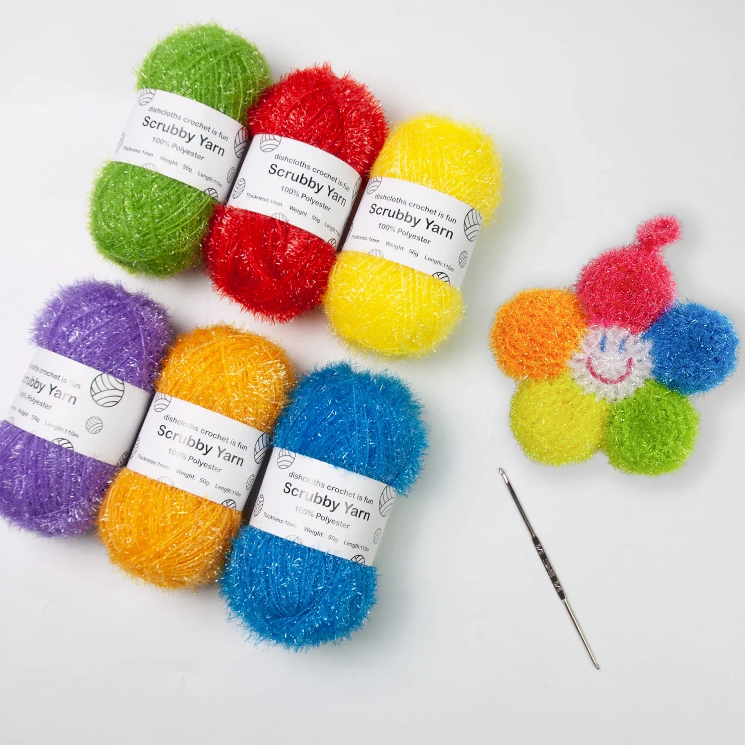 Scrubby Yarn for Scrubbies 6pcs Scrubbing Yarn Multi Colored