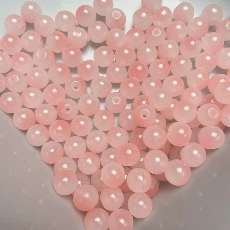 50pcs 8/10mm Dual Color Glass Round Loose Spacer Beads Jewelry Making