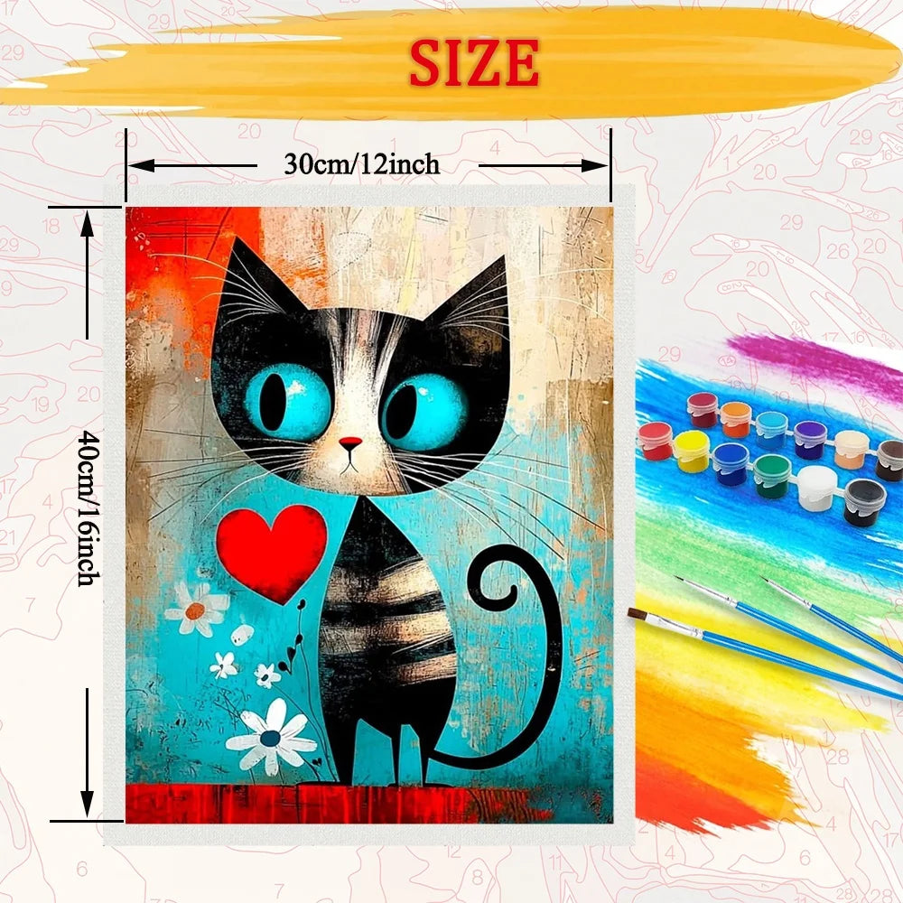 Cartoon Diy Art Paint By Numbers  Abstract Cat