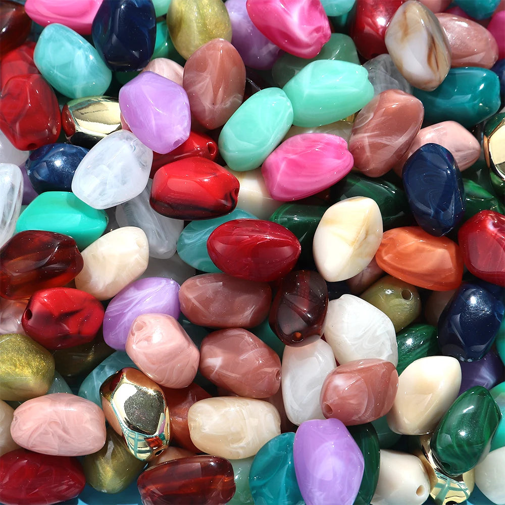 20pcs Dual Color  Stone Shape Loose Spacer Beads for DIY Jewelry