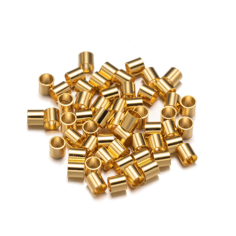 100pcs Stainless Steel, Tube Beads Spacer End Stopper Cap For DIY Jewelry Making