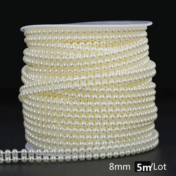 ABS Imitation Ivory Pearl Bead Chain Line Cord Thread Trim for DIY Wedding Party Decoration & Jewelry Findings Craft Accessories