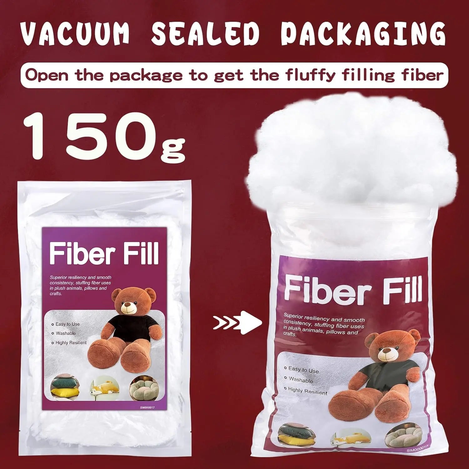 Polyfill Stuffing Fiber Fill White High Resilience Premium Fiberfill Crochet Stuffing