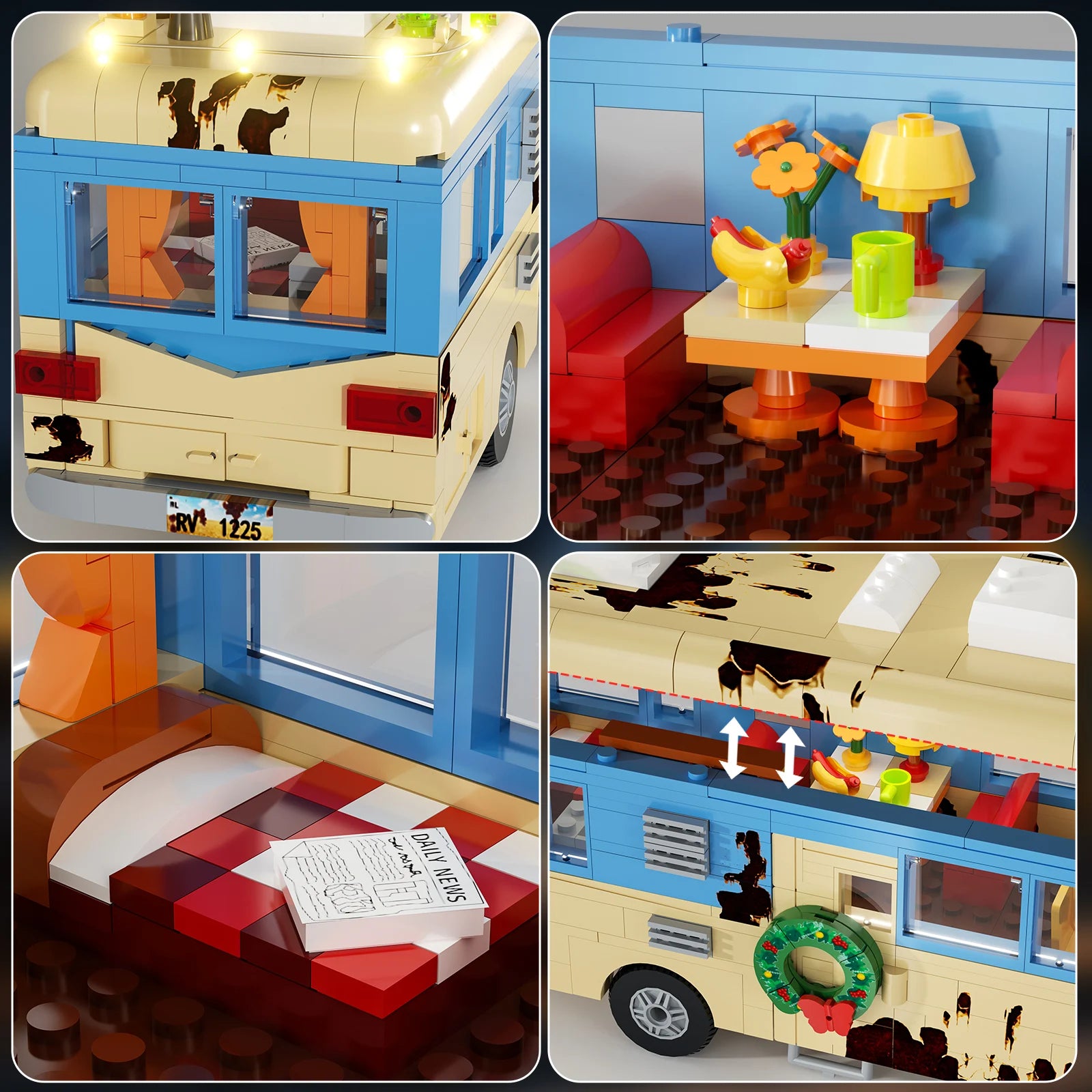 Christmas Vacation RV Building Block Set - Movie Replica Cousin Eddie Car | Nostalgic Collection & Family DIY | Christmas Gift