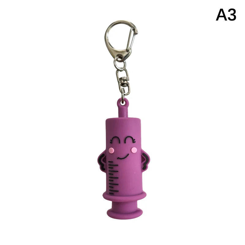 1PCS PVC Ampoule Bottle Opener Keychain Syringe-Shaped Cutter Nurse Doctor Aid Medication Vial Breaker Tool