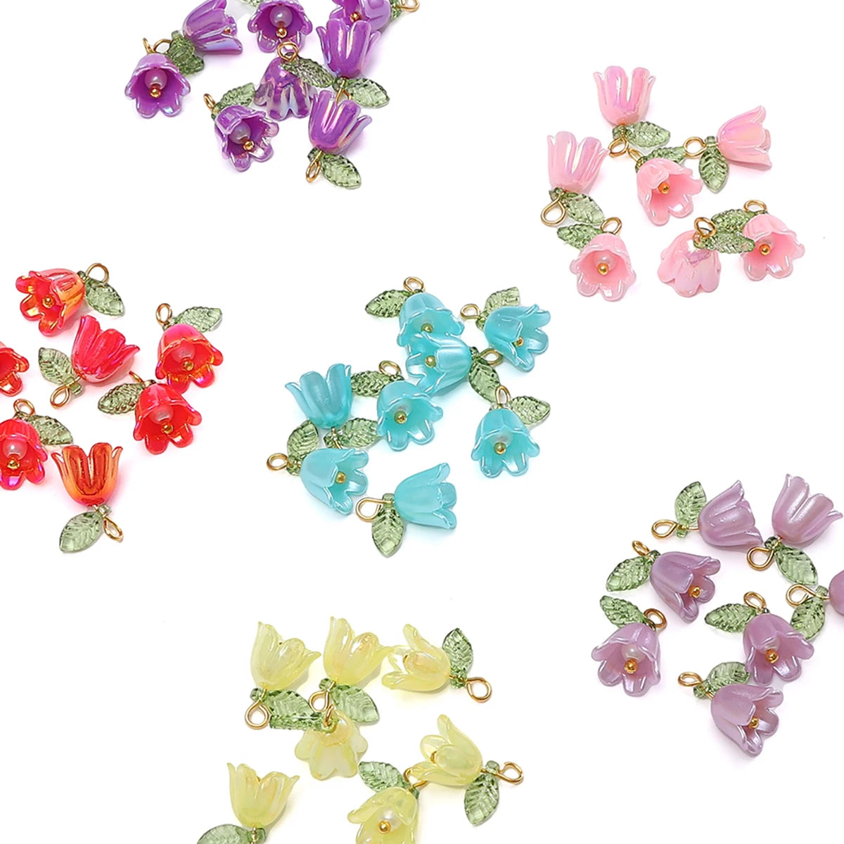 11x14mm 2-10Pcs lily of the valley flower bud beads plated with colored loose beads