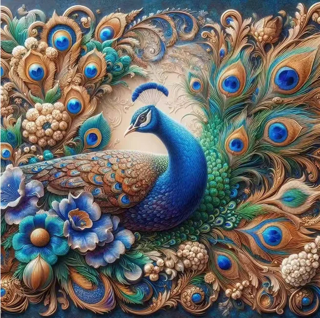 5DDi Colorful Flowers Animal Peacock Diamond Art Kits for Beginners, DIY Full Round Gem Art Picture for Gift Home Wall Decor