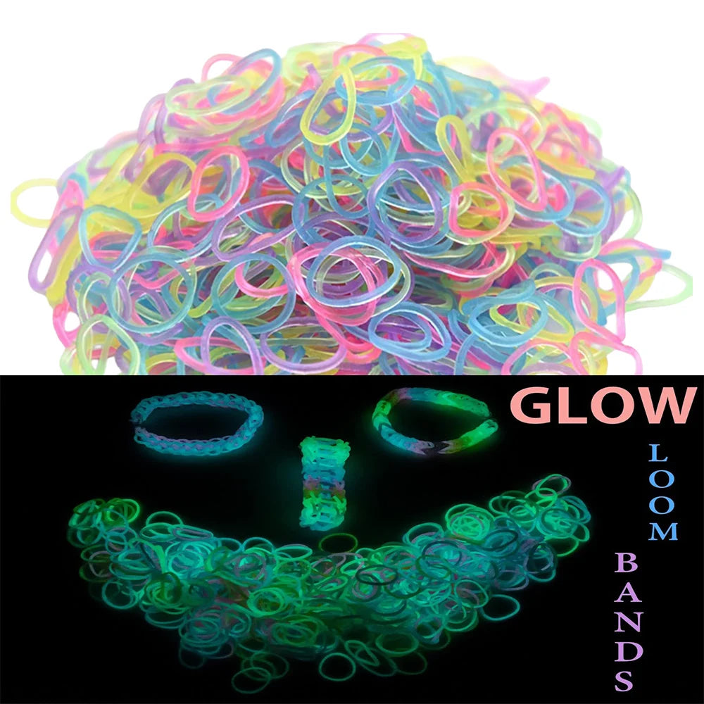 600Pcs Fluorescent Glow Luminous Bracelets DIY Rubber Loom Bands