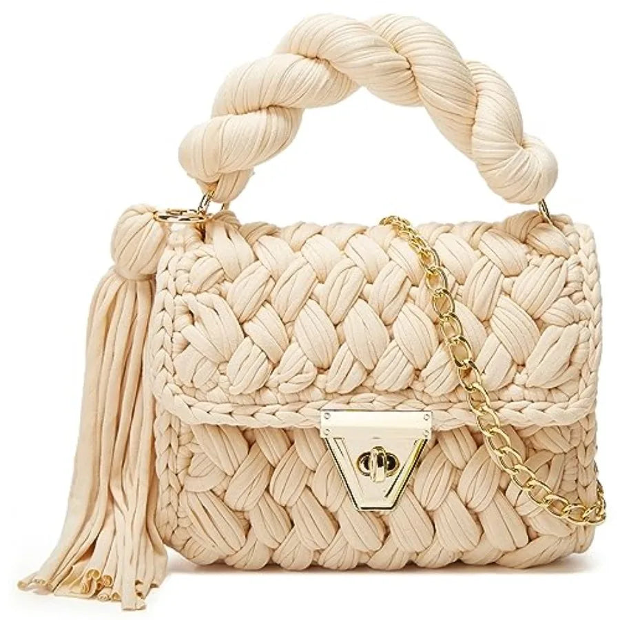 Chunky Yarn Knit Crochet Tote Purse Crossbody Bags for Women ,Clutch Flap ,Shoulder Bag.