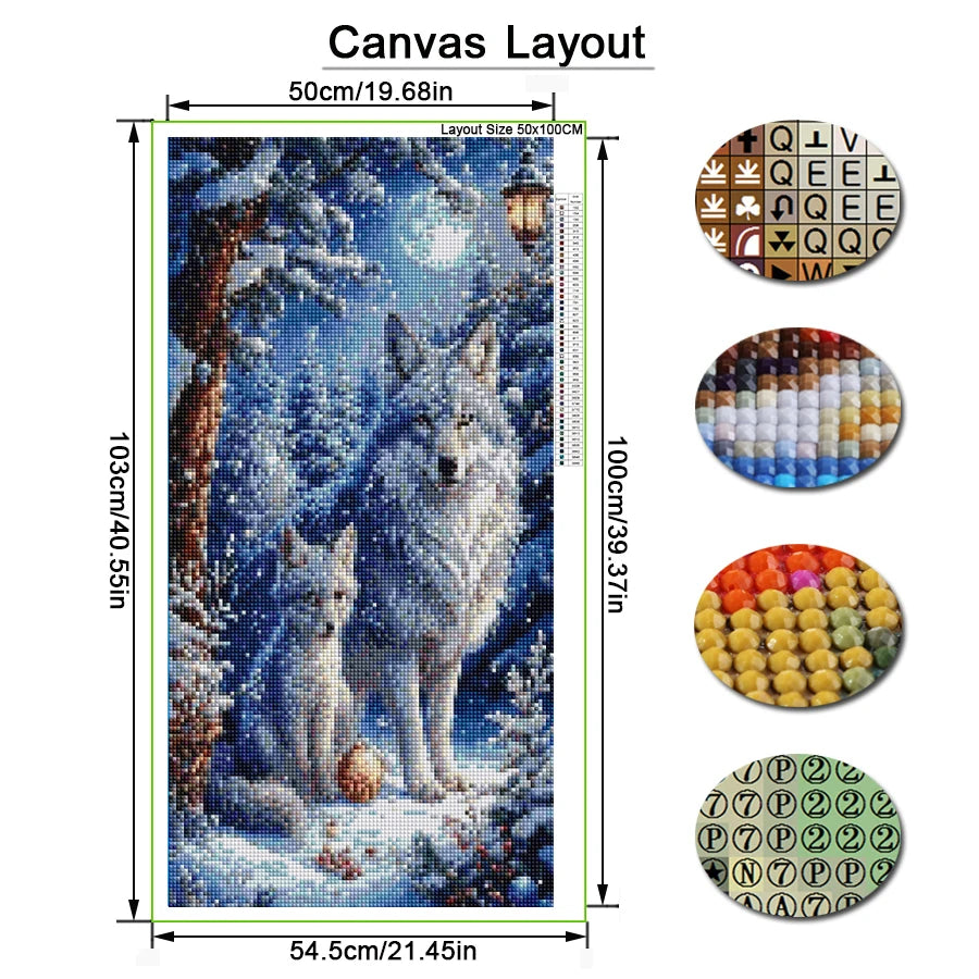 Snow Wolf Large Size Diy Diamond Arts Painting Kits New Collection