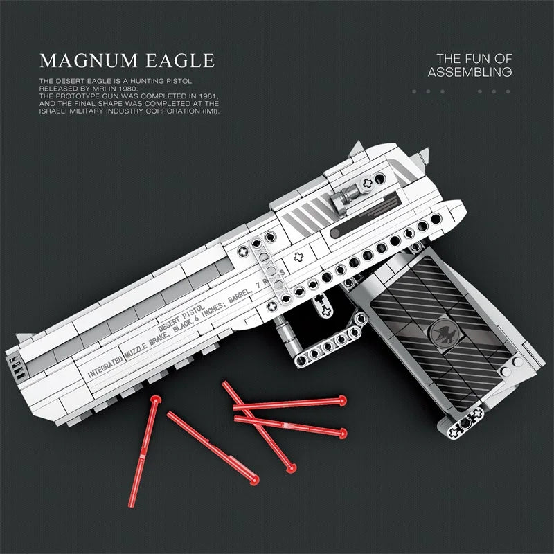 Realistic Pistol Model with Detachable Magazine & Firing Function, DIY Toy Gift