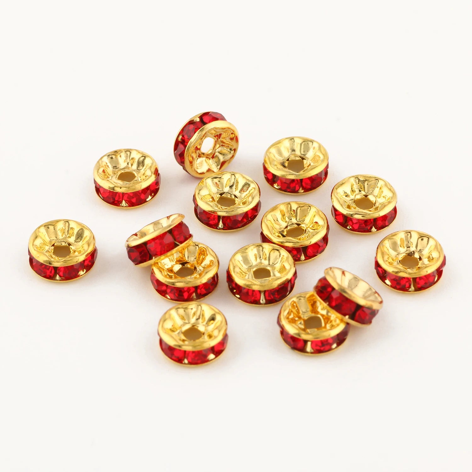 50pc/Lot 6mm 8mm 10mm AB Color  Rhinestone Ball Shape Loose Beads Metal Crystal Beads