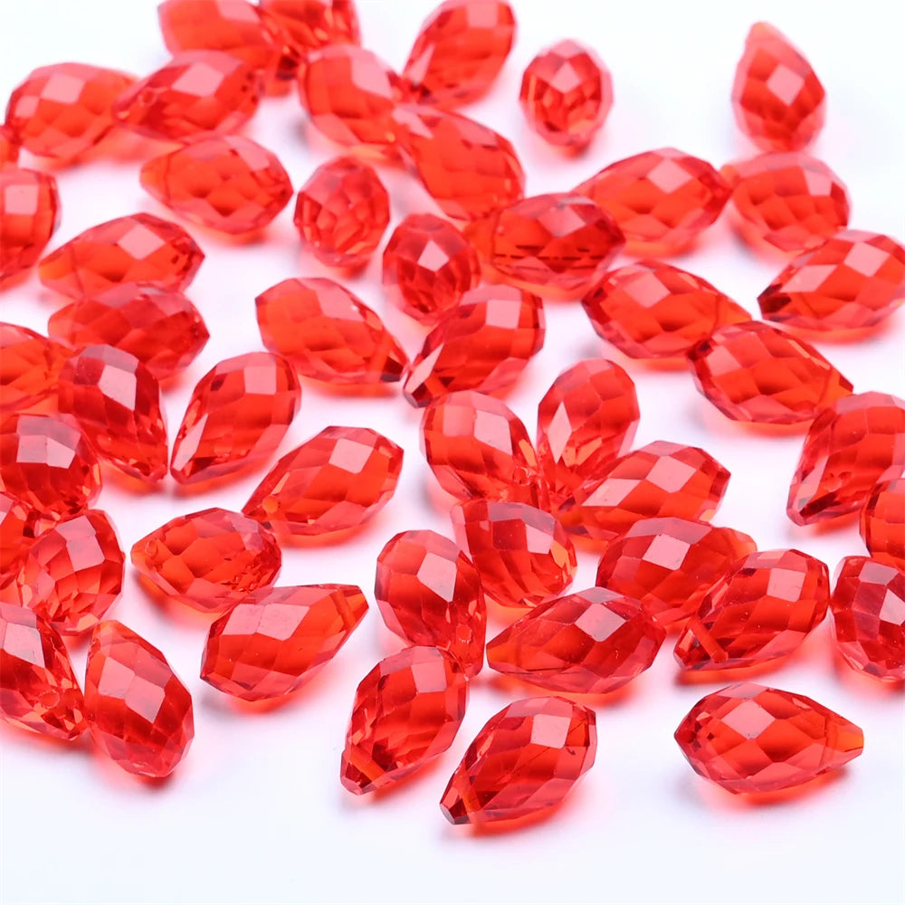 50pcs Crystal Teardrop Beads   Waterdrop Shape Faceted Beads