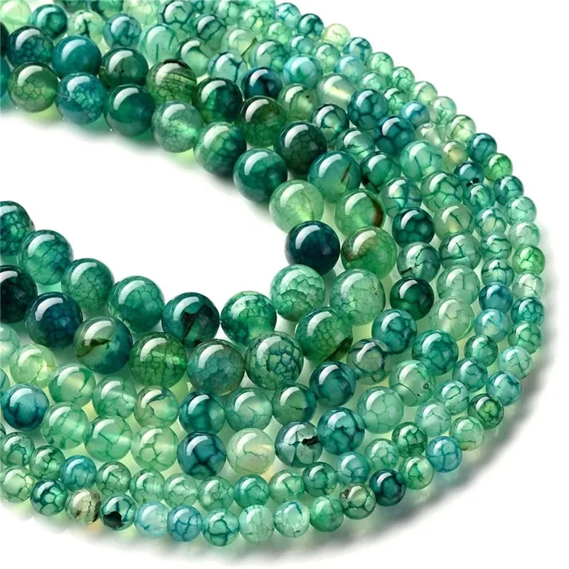 6/8/10mm Natural Green Round Stone Loose Spacer Beads