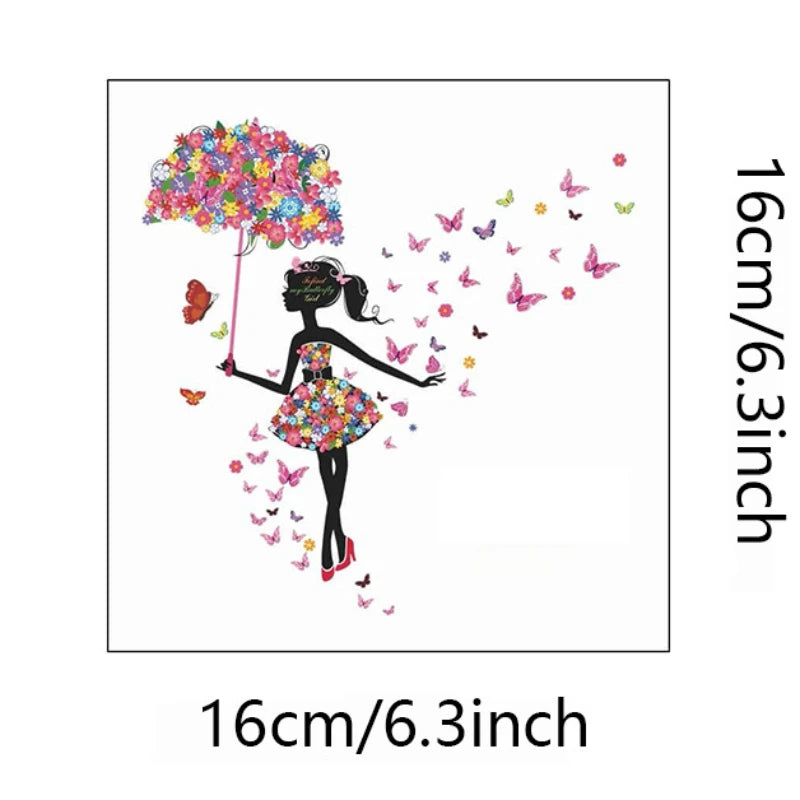 wall stickers switch Butterfly girl children's room, mural Self-adhesive Wall Decals