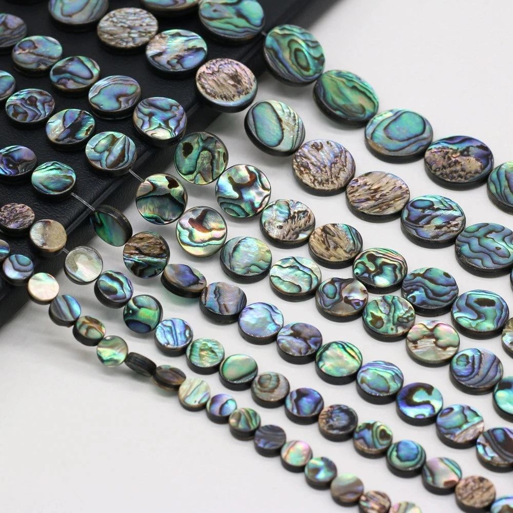 High Quality 5pcs Natural Shell Beads Coin Abalone Shell Loose Beads
