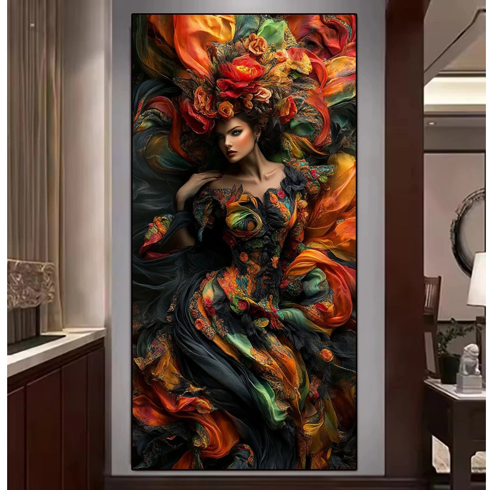 5D DIY Diamond Painting 2026 Full Diamond Mosaic Floral Goddess Artwork Diamond Embroidery Kit Rhinestone Home Decor Craft Gift