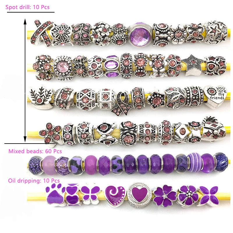 80 Pcs Large Hole Assorted Purple Resin Imitation Glass Beadsfor DIY Jewelry Making,