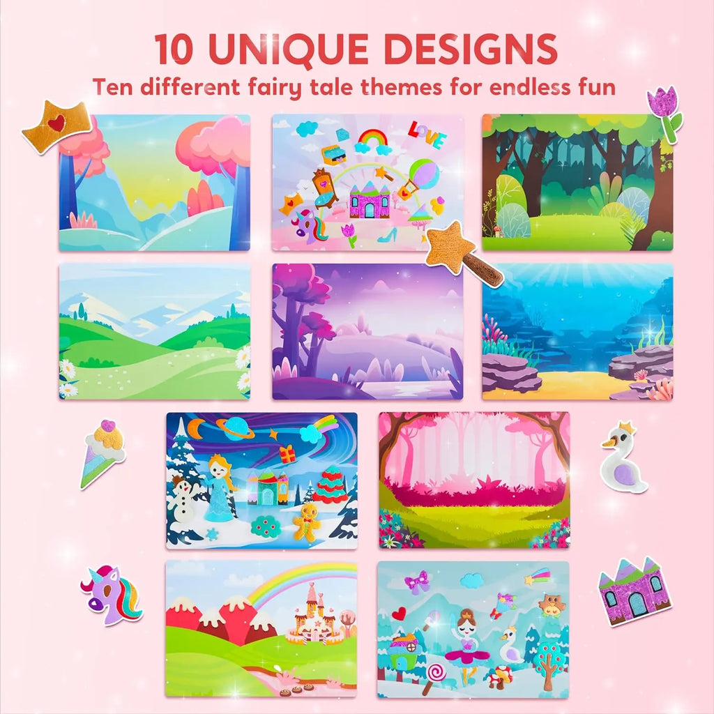 Foil Art Kit Arts & Crafts Supplies Mess Free Coloring Foil Foam Stickers Creative Travel Toys for Kid Birthday Gifts