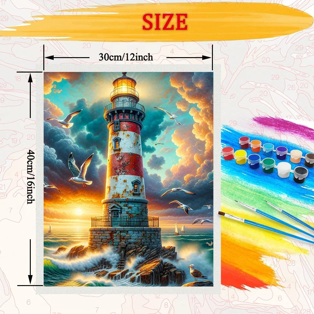 Lighthouse Diy Art Paint By Numbers For Adult Seaside Landscape