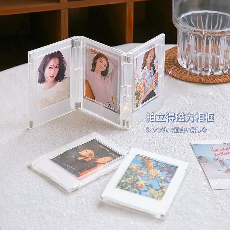 3-inch minimalist Polaroid photo frame with magnetic transparent acrylic photo card display