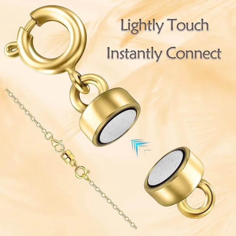 Magnetic Necklace Clasps and Closures 18K Gold- and Silver-Plated Bracelet Converter Clasp,
