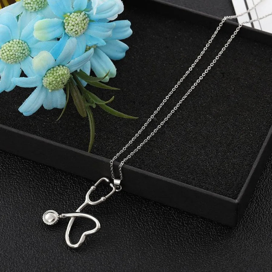 Hot Selling  Titanium Steel Necklace Creative Nurse Stethoscope Titanium Steel Necklace