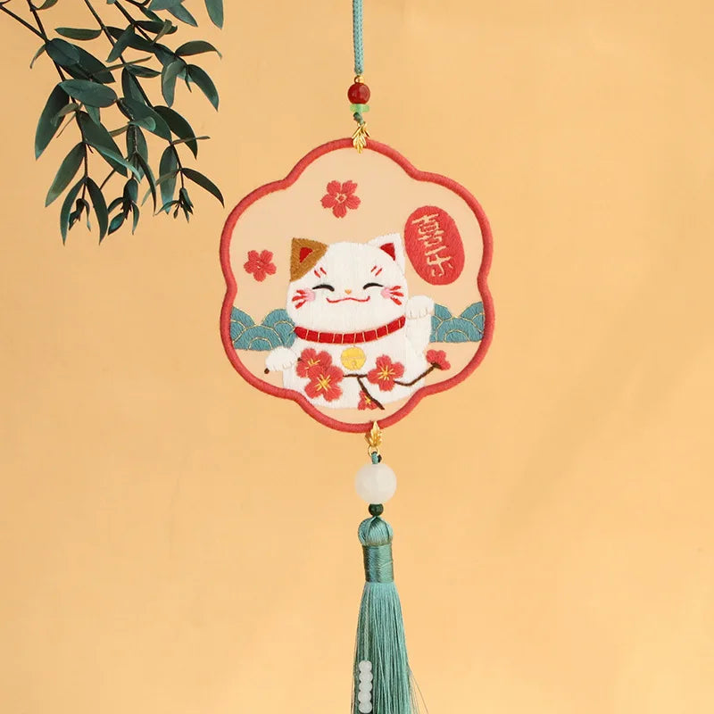 Car Pendant Needlepoint for Beginner Handmade, DIY Needlework Easy Embroidery Kit Sewing