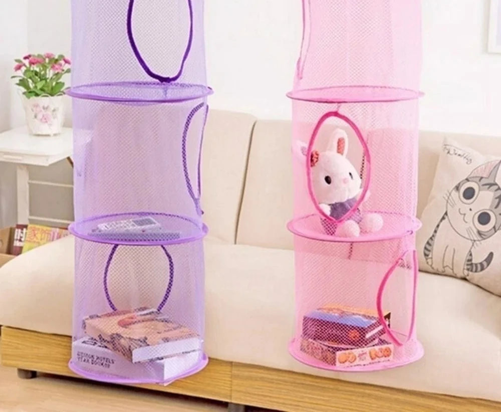 Net Hanging Multi-layer Storage Hanging Cage Cylindrica, Kid Toy , crafts Basket