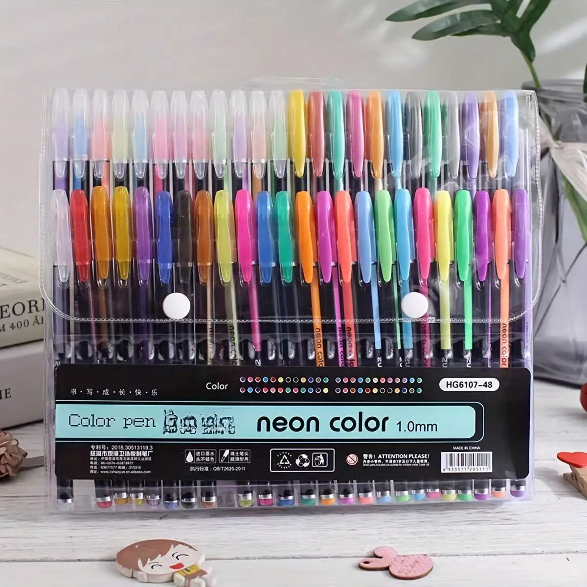 48-Color Sparkle Gel Pen Set Vibrant Glitter & Metallic Pens