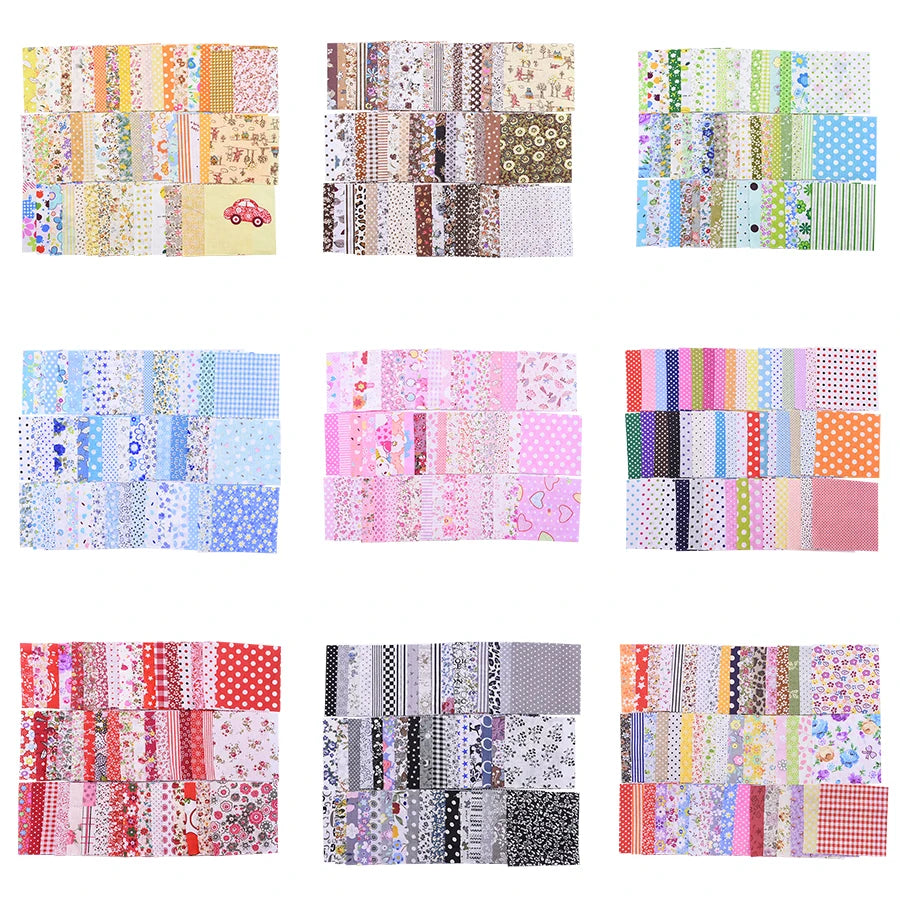 50Pcs 10x10cm Mixed Style Square Patchwork Cotton Fabric Cloth