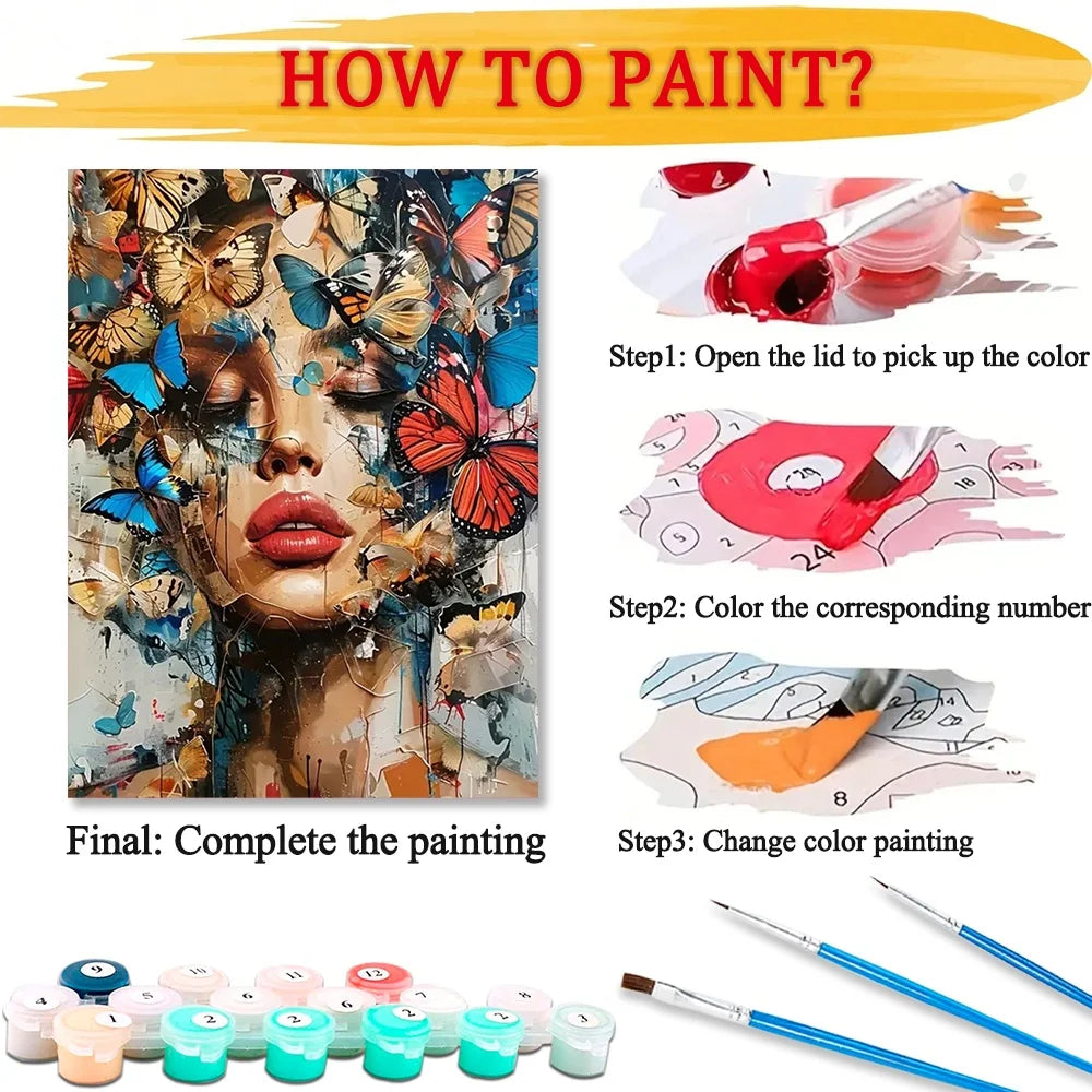 Butterfly Girl Diy Art Paint By Numbers