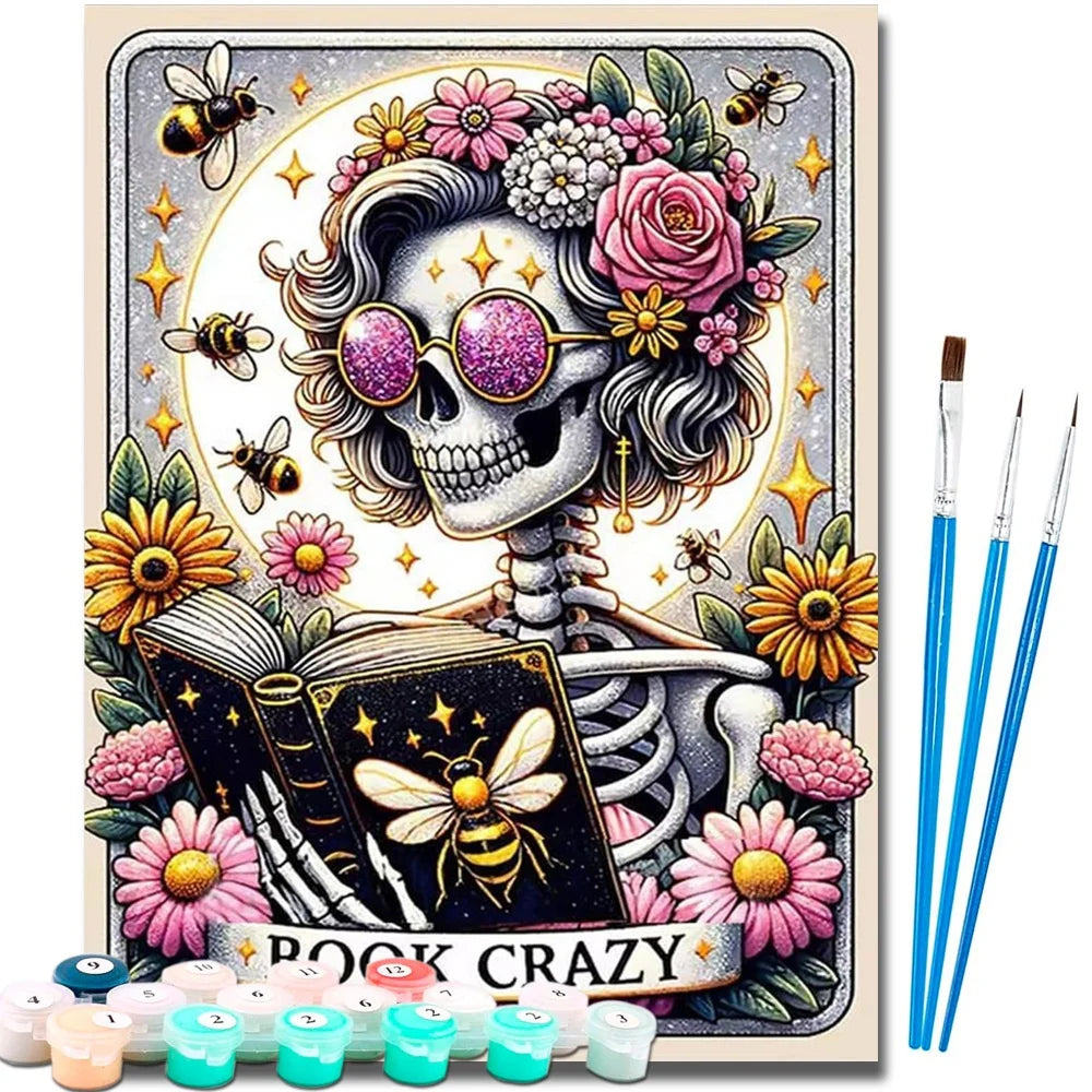 Skull Tarot Diy Art Paint By Numbers Book Crazy Girl