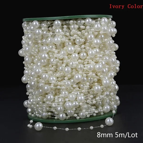 ABS Imitation Ivory Pearl Bead Chain Line Cord Thread Trim for DIY Wedding Party Decoration & Jewelry Findings Craft Accessories