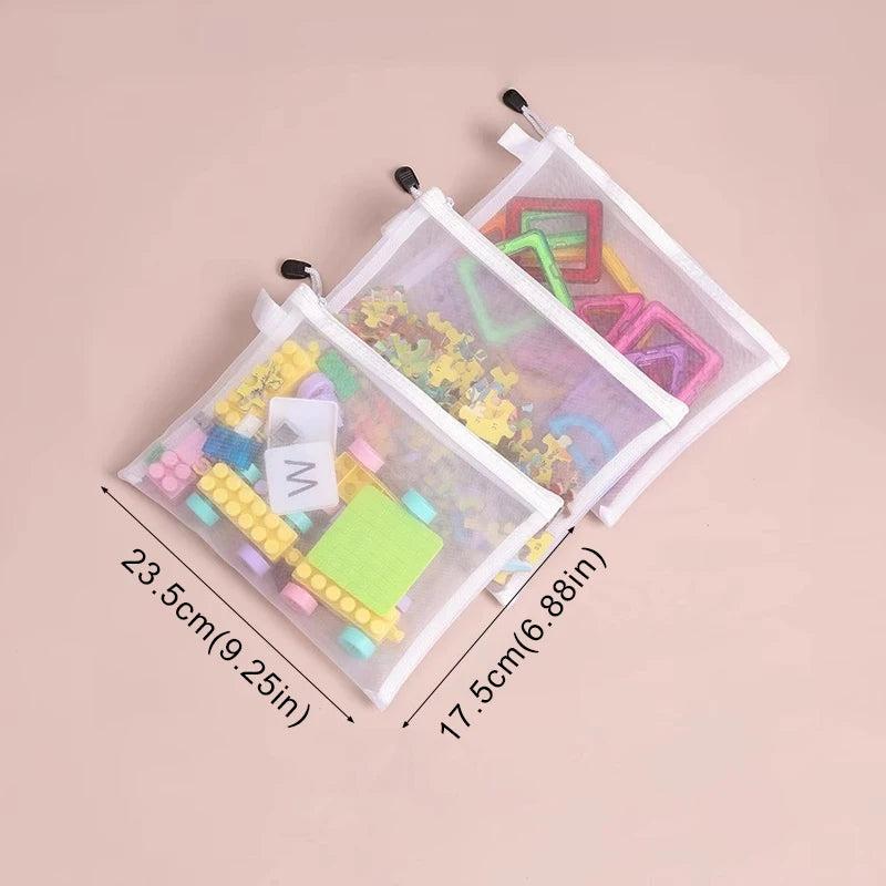 Mesh Zipper Pouch Clear Document Bag Toy storage bag small toy
