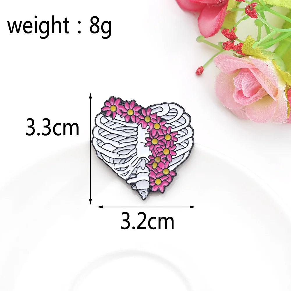 New Medical Medicine Brooch Pin Stethoscope Electrocardiogram Microscope Heart Shaped Pin Nurse Doctor Backpack Lapel Jewelry
