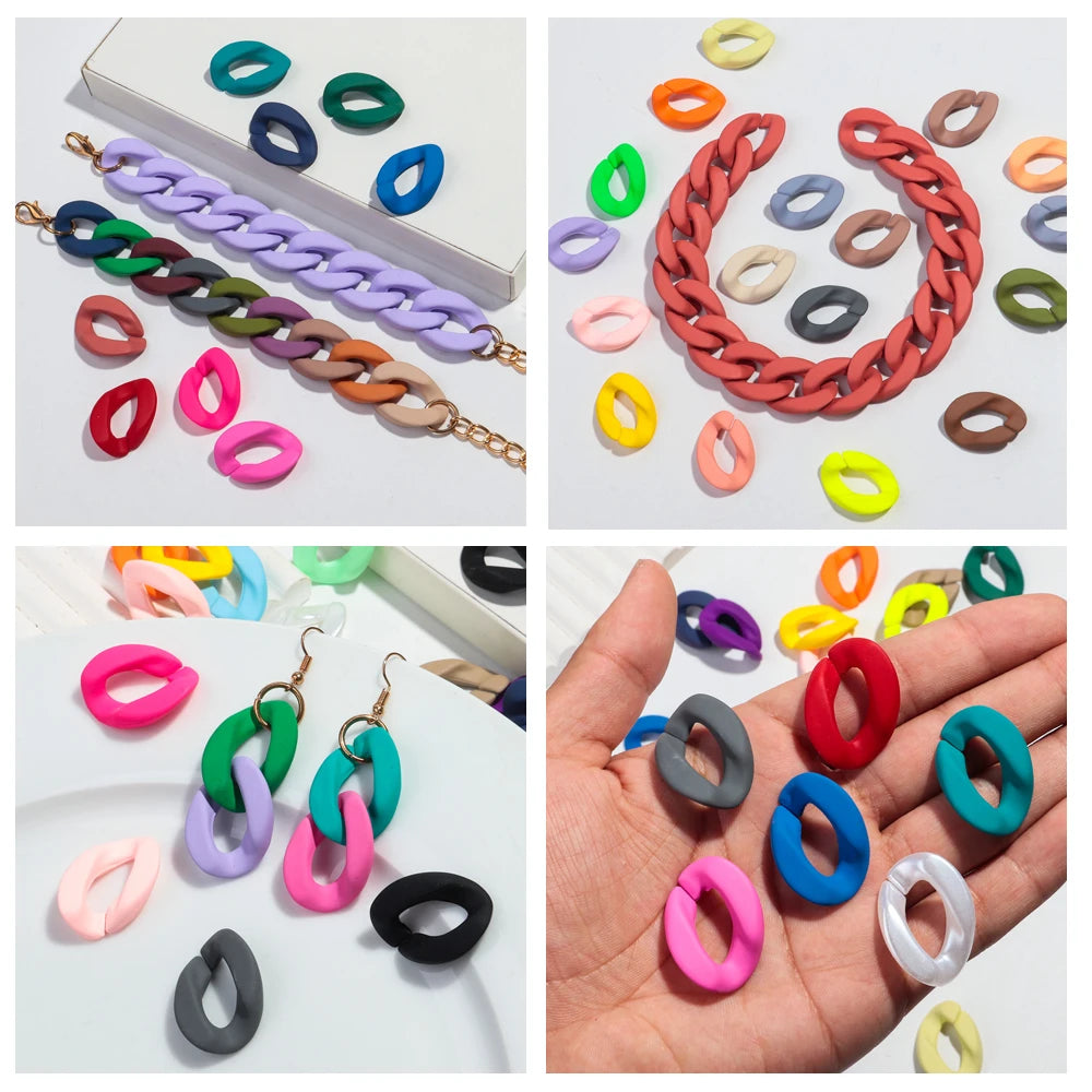 20pcs 20x30mm Acrylic Frosted Square Link Chain Loose Beads