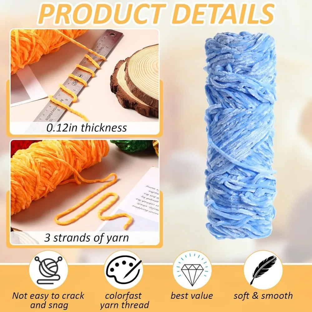 Bulky Soft Velvet Blanket Yarn for Crocheting and Knitting, 40 Packs, 5240 Yards, Ideal for DIY Crafts and Weaving