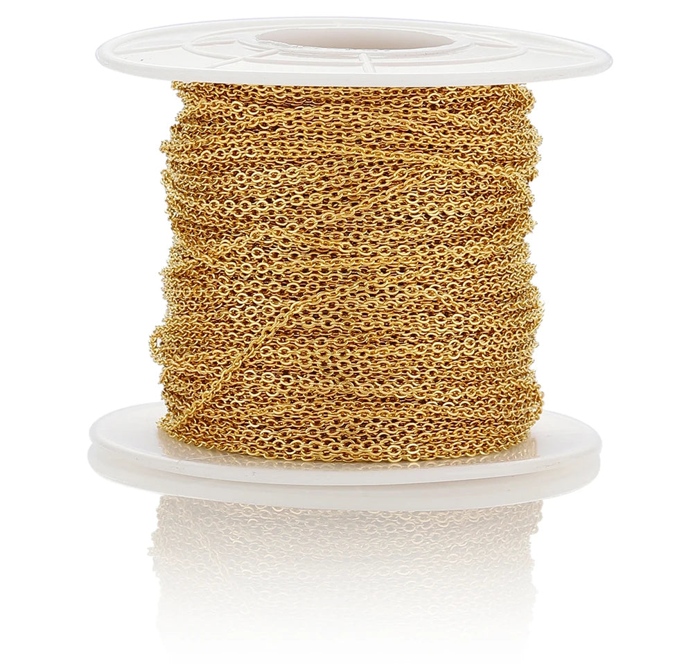 10 Meters Stainless Steel Chain,Gold&Steel Color Link for DIY Jewelry Making