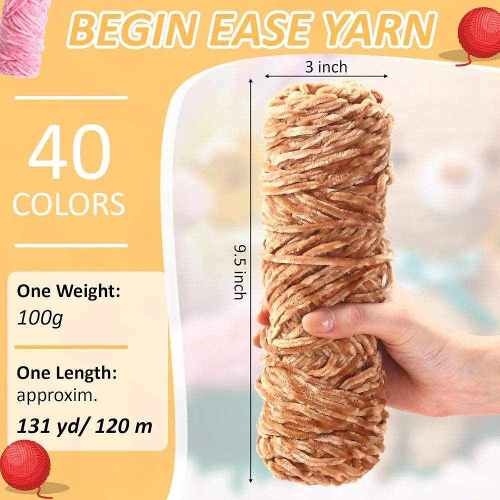 Bulky Soft Velvet Blanket Yarn for Crocheting and Knitting, 40 Packs, 5240 Yards, Ideal for DIY Crafts and Weaving
