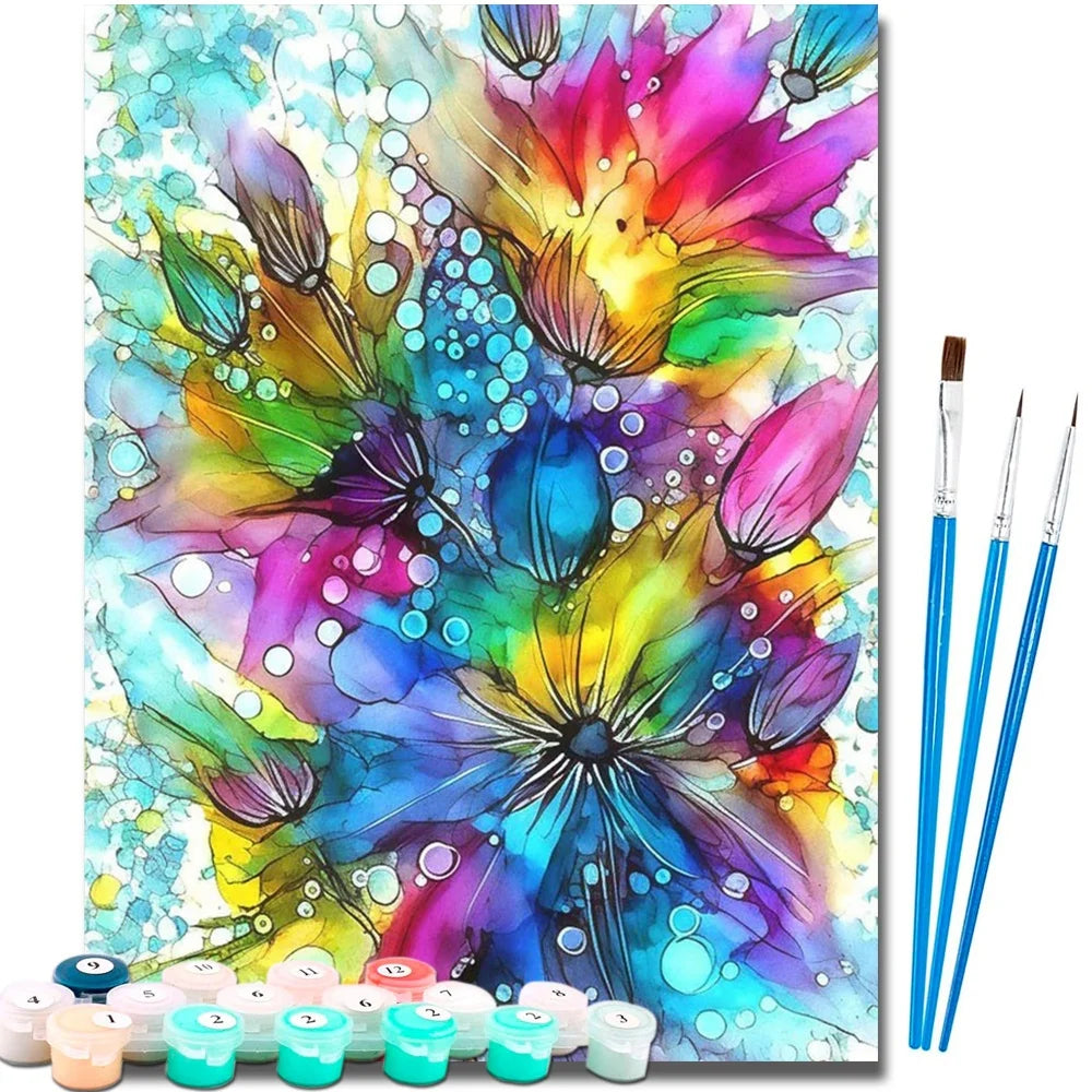 Abstrat Flower Diy Art Paint By Numbers For Adult Floral Craft Kit HandPainted On Canvas Valentines Gift Home Decor