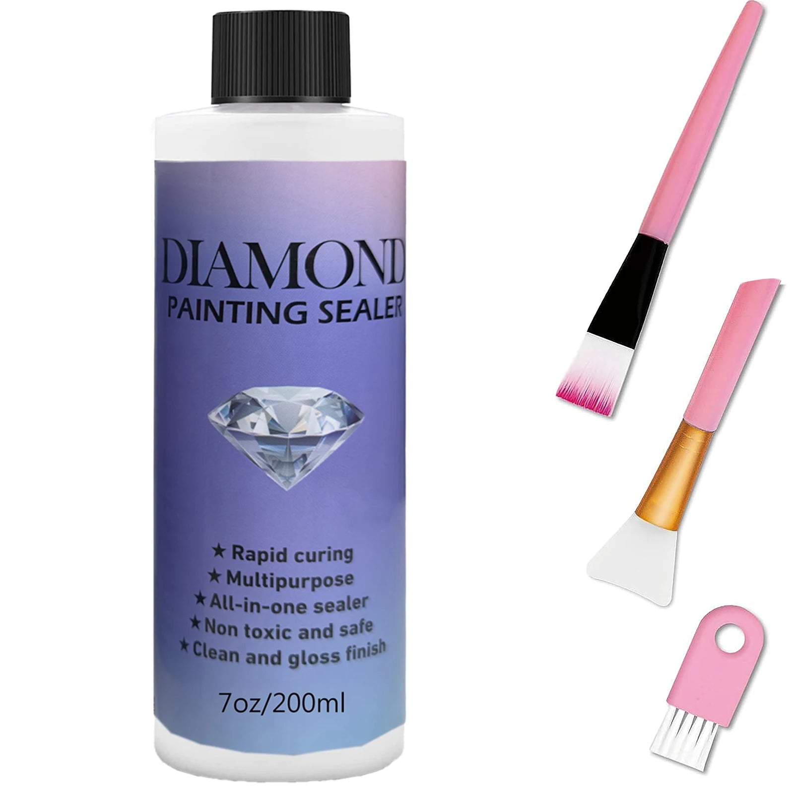 60ML/120ML/200ML Diamond Painting Sealer with 3 Pcs Brushes.