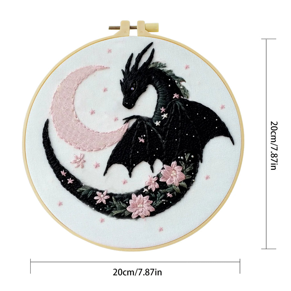 1pc 20X20CM/7.87inch The Dragon and the Moon Embroidery Starter Kit